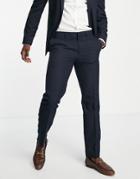 Topman Slim Suit Pants In Navy