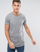 Tom Tailor Longline T-shirt With Curved Hem - Gray