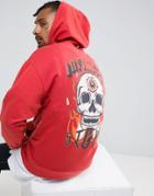 Asos Oversized Hoodie With Skull Back Print - Red