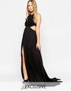 Needle & Thread Pandora Cut Out Pleated Maxi Dress - Black