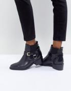 Carvela Saddle Buckle Flat Ankle Boots - Black