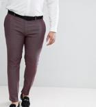 Asos Plus Wedding Skinny Suit Pants In Damson Micro Texture - Purple
