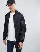D-struct Nylon Zip Through Bomber Jacket - Black