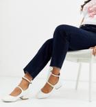 Asos Design Wide Fit Wise Mary Jane Heels In White Croc