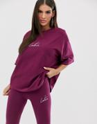 The Couture Club Oversized T Shirt In Berry-red