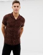 New Look Viscose Shirt With Revere Collar In Leopard Print - Brown