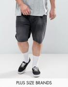 Asos Plus Slim Denim Shorts In Washed Black - Black