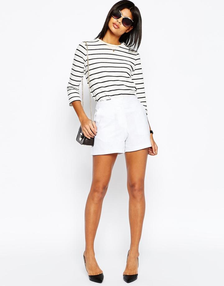 Asos Tailored A-line Short In Linen - White