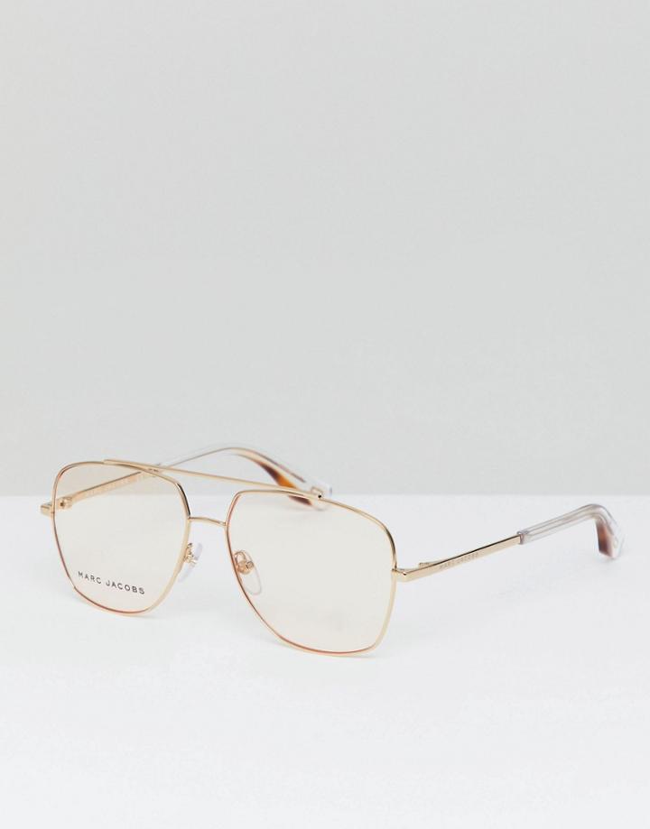 Marc Jacobs Aviator Sunglasses With Pink Lens - Gold