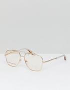 Marc Jacobs Aviator Sunglasses With Pink Lens - Gold