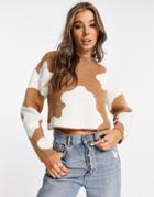 Stradivarius Abstract Print Sweater In Camel-neutral