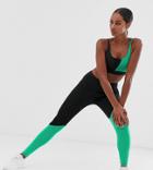 South Beach Spliced Leggings In Black And Green - Black