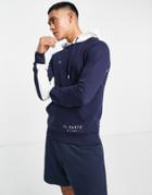 Il Sarto Raglan Contrast Slim Hoodie In Navy