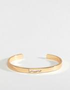 Asos Design Cuff Bracelet With Cut Out Arrow Detail In Gold - Gold