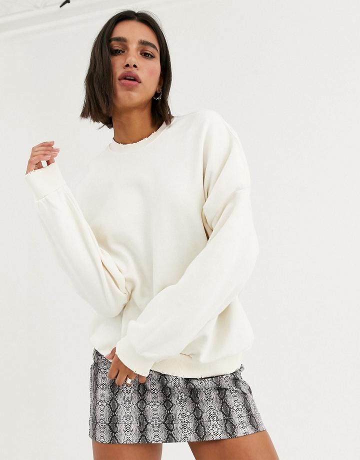 Bershka Sweatshirt In Ecru-white