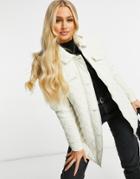 Brave Soul Perkins Diamond Quilted Oversized Shirt Style Jacket In Cream-white