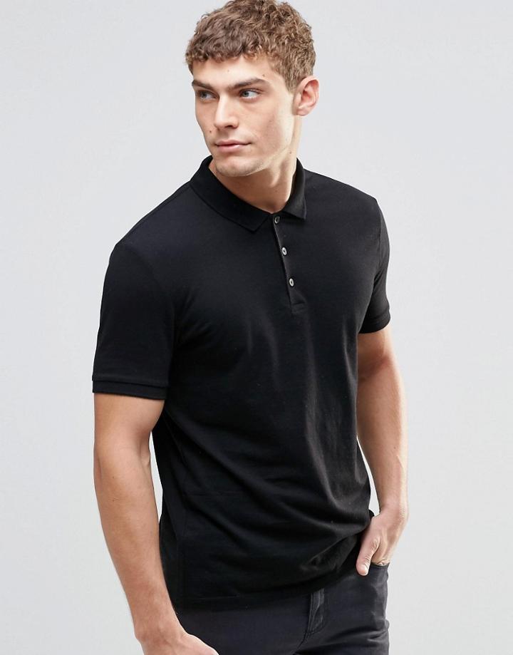 Asos Polo In Jersey - Black