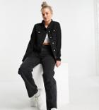 Brave Soul Tall Fielding Denim Jacket In Black