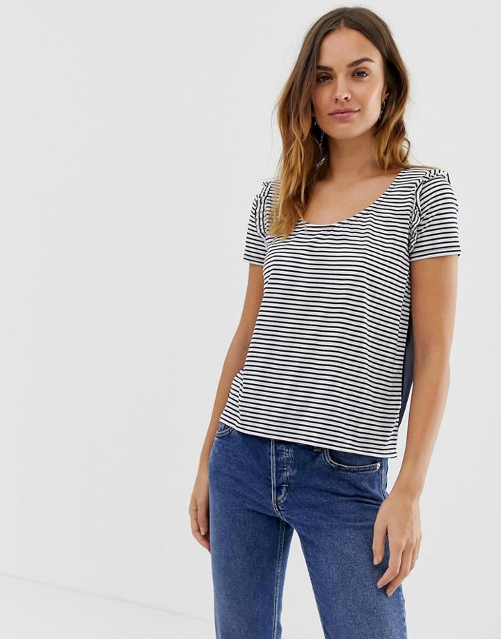 Naf Naf Stripe Jersey Top With Transparent Back Detail - Multi