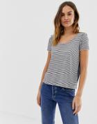 Naf Naf Stripe Jersey Top With Transparent Back Detail - Multi