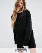 Reclaimed Vintage T-shirt Dress With Extra Long Sleeves - Black