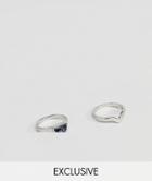 Designb Silver Chevron Rings In 2 Pack Exclusive To Asos - Silver
