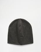 Asos Slouchy Beanie In Charcoal Jersey - Black