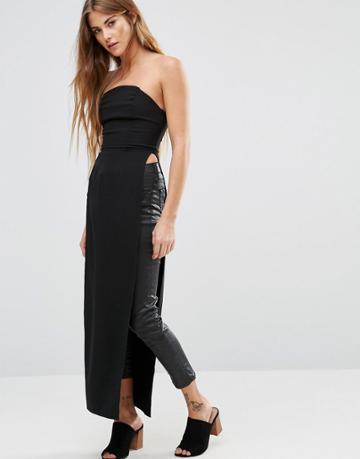 Twin Sister Bandeau Top With Split - Black