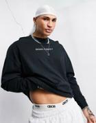 Asos Dark Future Oversized Long Sleeve T-shirt In Black With Chest Logo Print
