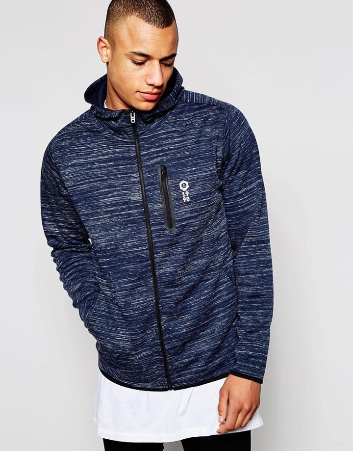 Jack & Jones Spacedye Zip Up Hoodie - Navy