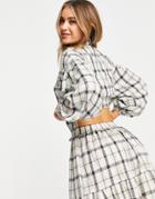 Asos Design Mini Skater Shirt Dress With Open Back In Check-multi