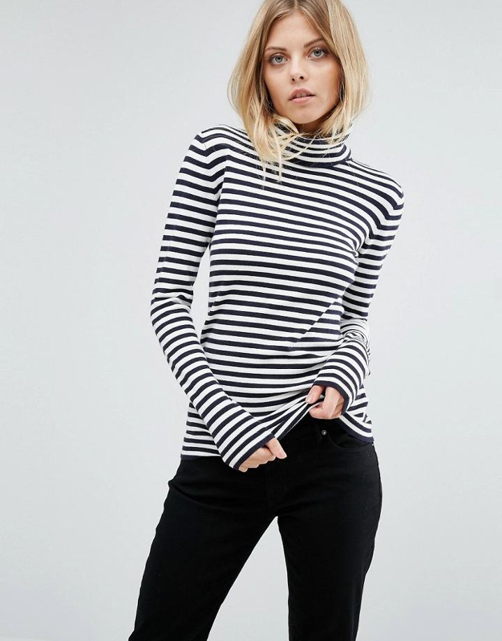 Boss Orange Turtleneck Stripe Knit - Navy