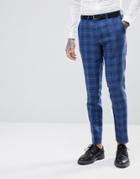 Gianni Feraud Slim Fit Wedding Check Suit Pants - Navy