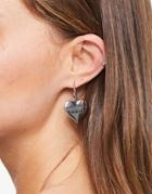 Asos Design Hoop Earrings With 'return To Heaven' Heart Charm In Silver Tone