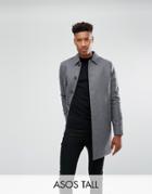Asos Tall Wool Mix Trench Coat In Light Gray - Gray