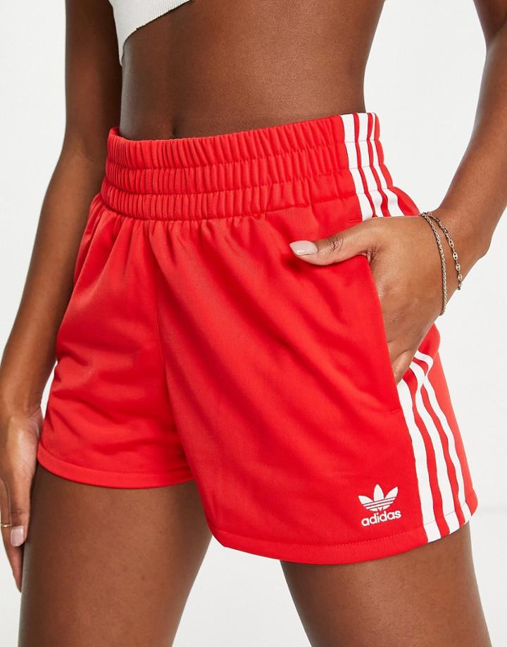 Adidas Originals Adicolor Three Stripe Shorts In Red