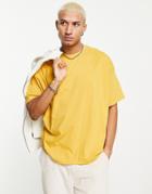 Asos Design Oversized T-shirt With Crew Neck In Mustard-yellow