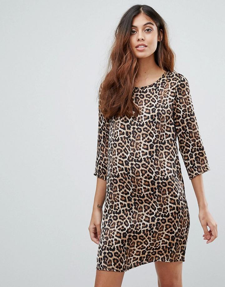 Vero Moda Leopard Print Shift Dress - Multi