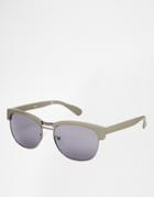 Asos Retro Sunglasses In Rubberised Gray - Gray