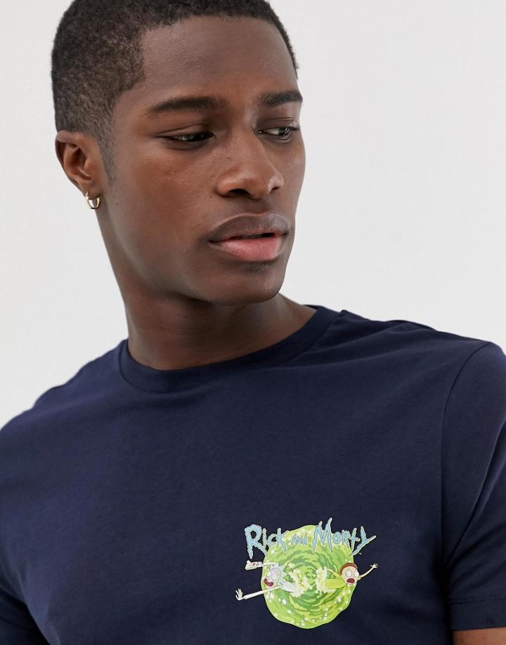 Asos Design Rick And Morty T-shirt-navy