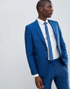 Moss London Skinny Suit Jacket In Blue - Multi