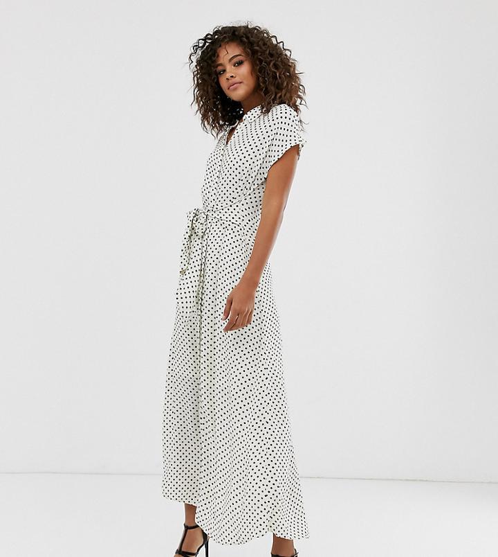 Vero Moda Tall Spot Maxi Dress With Tie Front