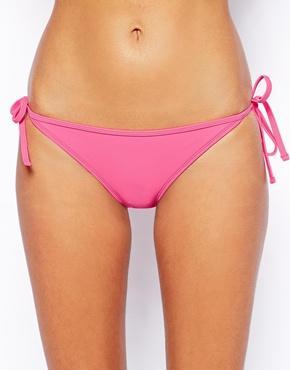 Asos Pom Pom Frill Tie Side Bikini Bottom - Pink