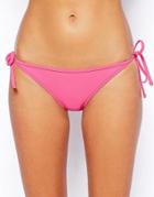 Asos Pom Pom Frill Tie Side Bikini Bottom - Pink