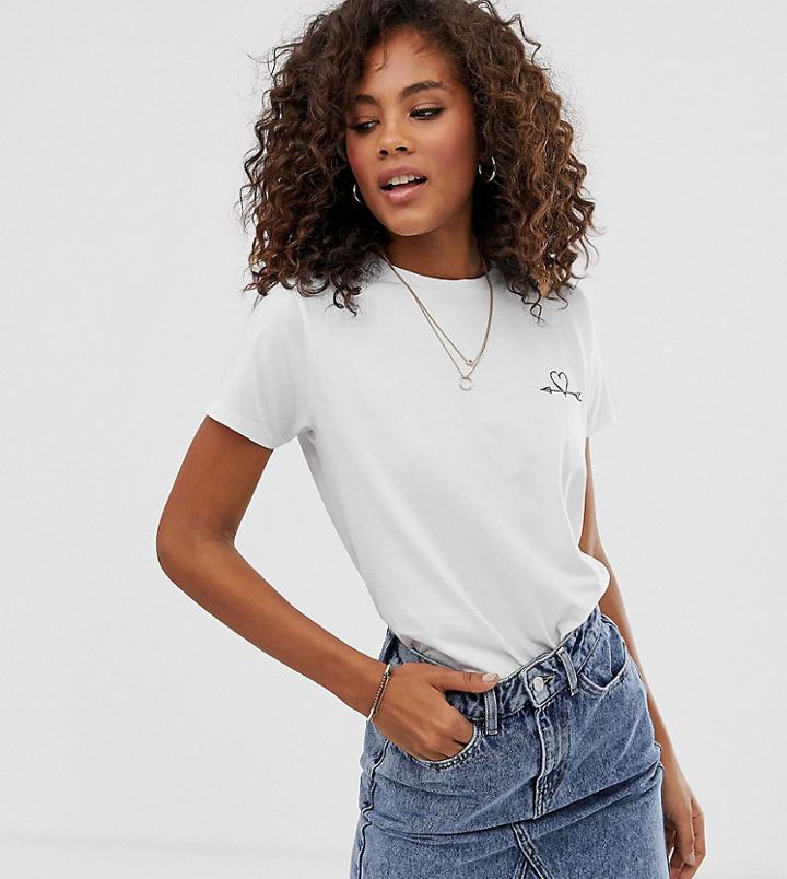 Asos Design Tall T-shirt With Arrow Heart Motif-white