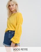Asos Petite Sweatshirt With Puff Sleeve Detail - Yellow