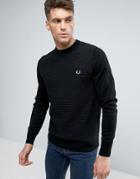 Fred Perry Texture Knit Sweater Stripe In Black - Black