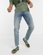 Asos Design Stretch Slim Jeans In Vintage Tint Wash-blue
