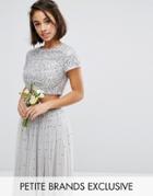 Maya Petite All Over Sequin Crop Top - Gray