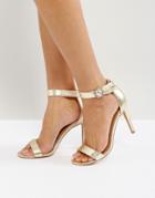 Asos High Society Embellished Buckle Heeled Sandals - Gold